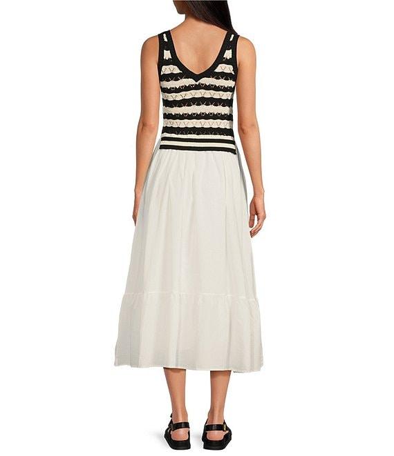 ELAN 2-Piece Mixed Media V-Neck Sleeveless A-line Midi Dress Product Image