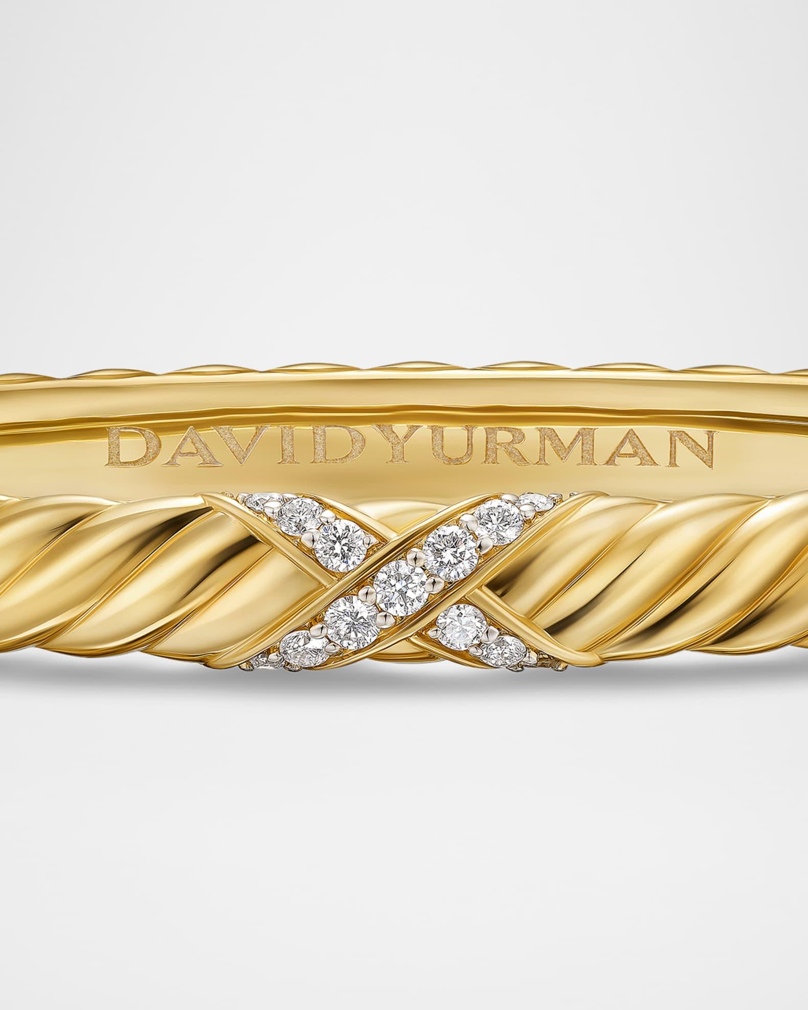 Sculpted Cable X Center Station Bracelet with Diamonds in 18K Gold, 6mm Product Image