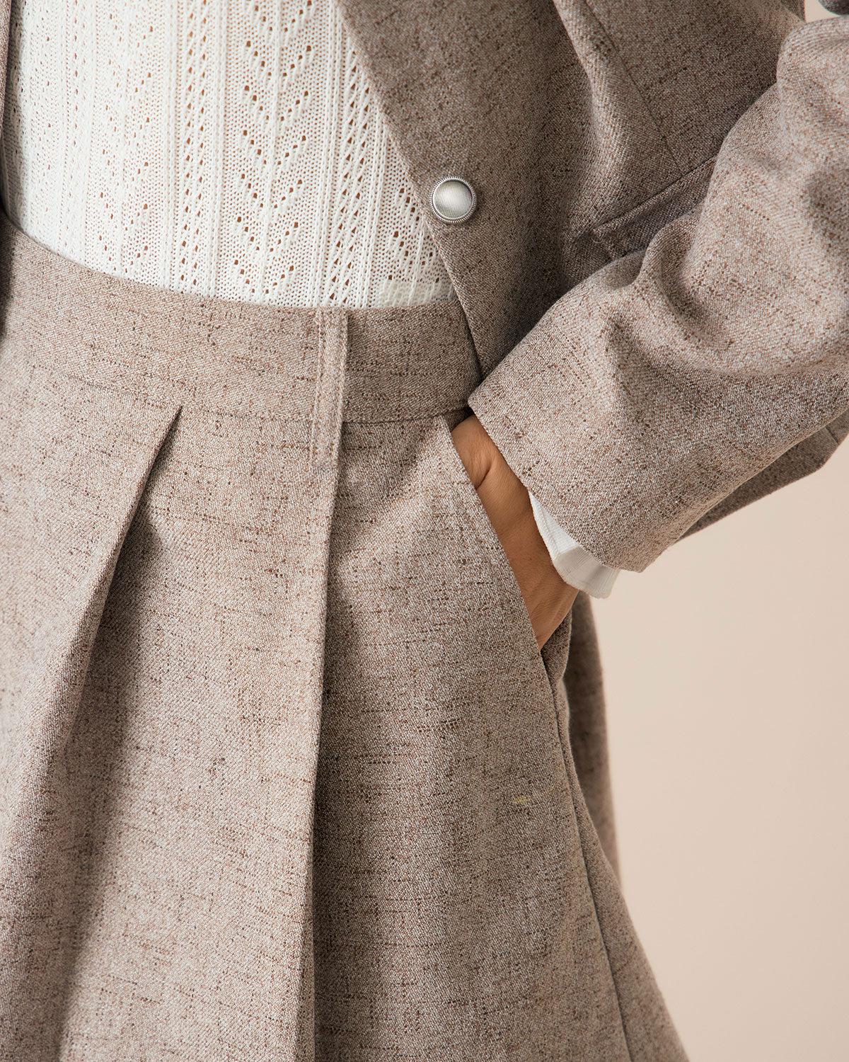 Khaki Pocket Pleated Mini Skirt Product Image