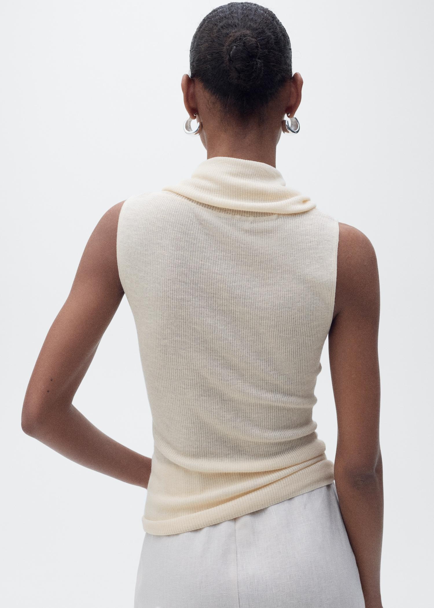 Knitted top with draped neck - Women | MANGO USA Product Image