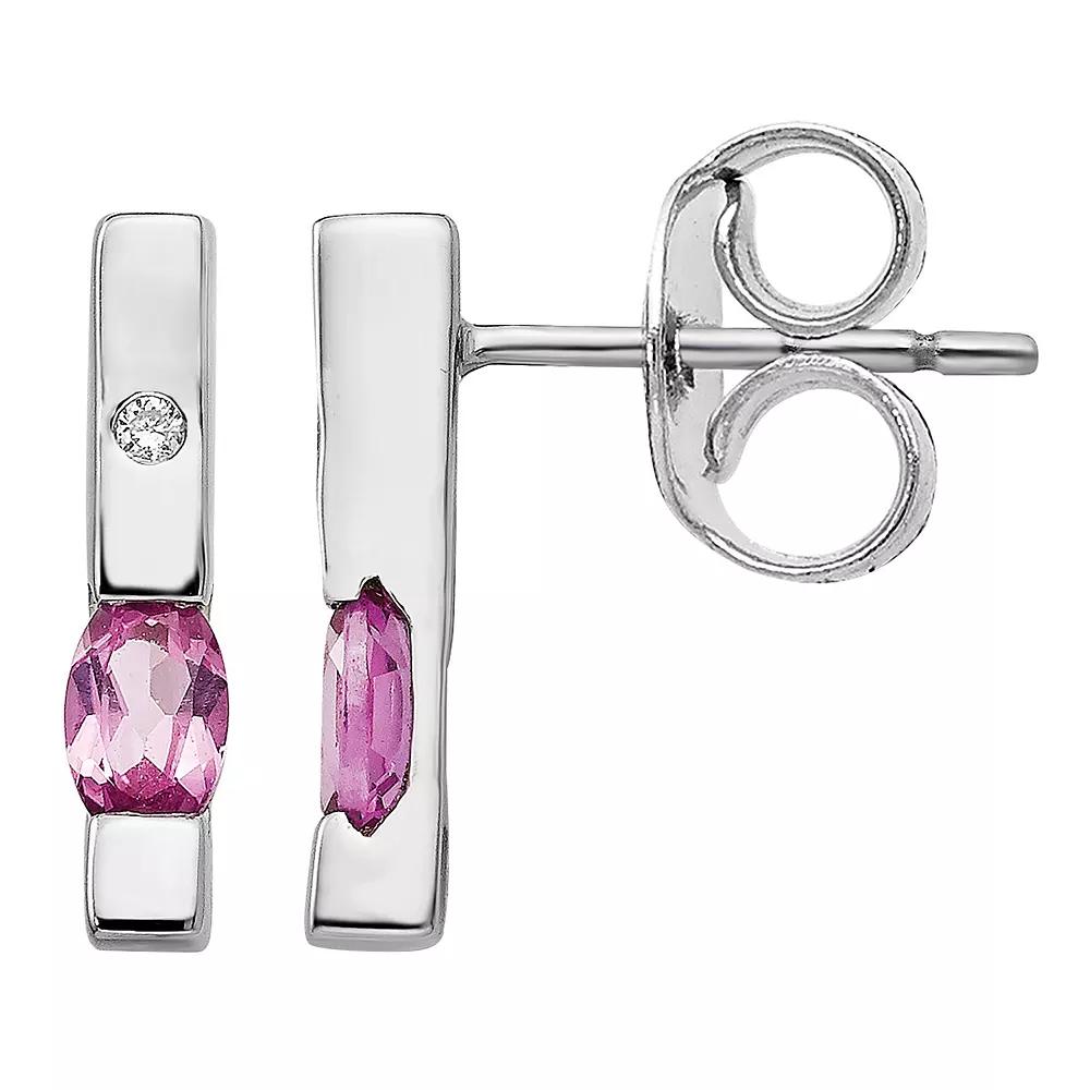 White Ice Sterling Silver Diamond Accent & Pink Tourmaline Earrings, Women's Product Image