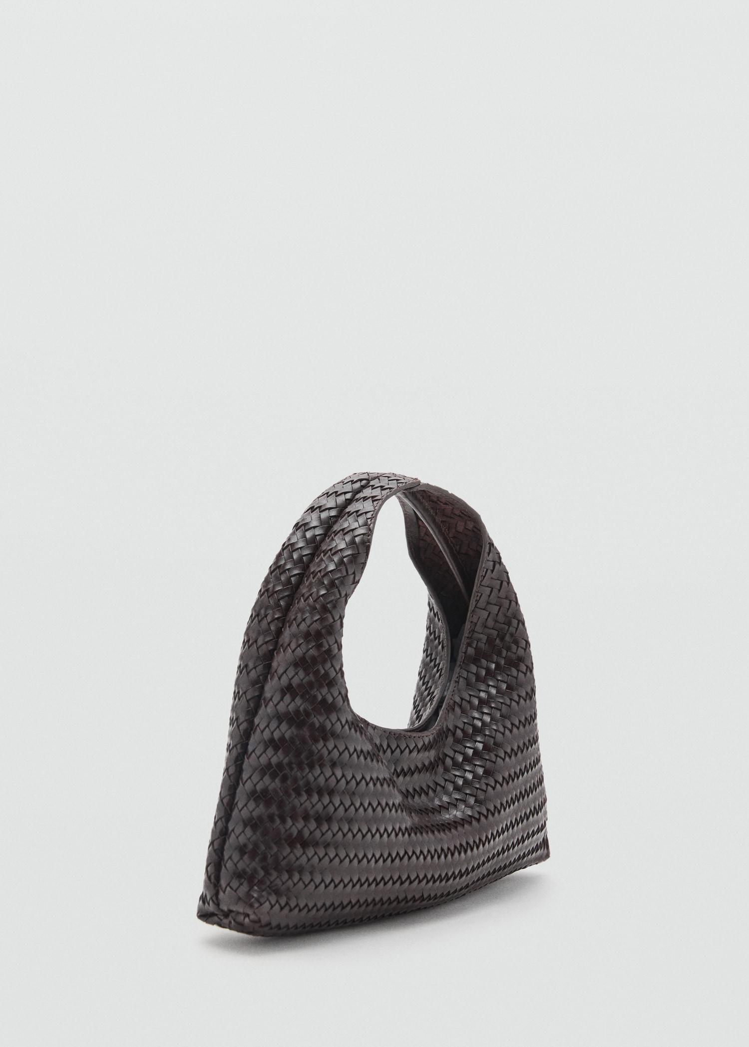 Braided leather handbag - Women | MANGO USA Product Image