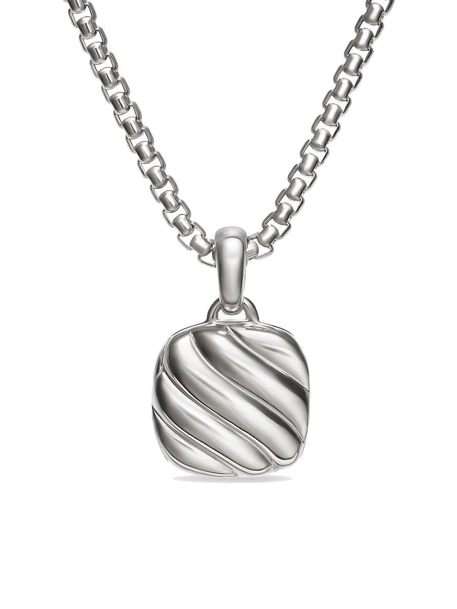 Womens Sculpted Cable Square Locket in Sterling Silver Product Image