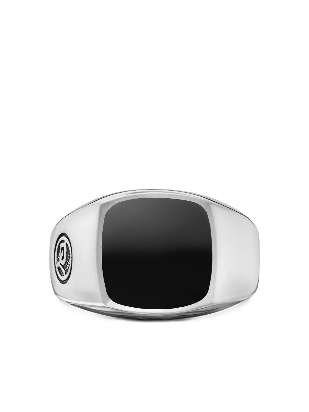sterling silver Exotic Stone onyx signet ring (14mm) Product Image