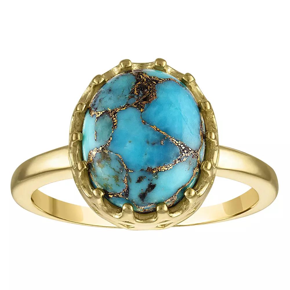 Designs by Gioelli Gold Over Sterling Silver Copper Turquoise Crown Ring, Women's, Size: 9, Gold Tone Product Image