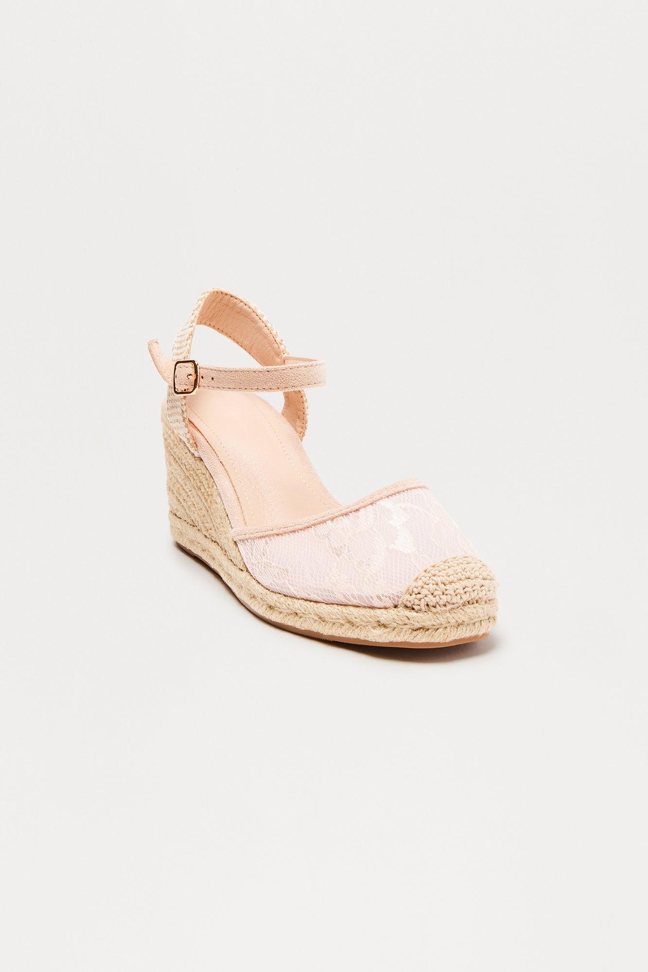 Jany Lace Jute Wedges - Nude Female Product Image
