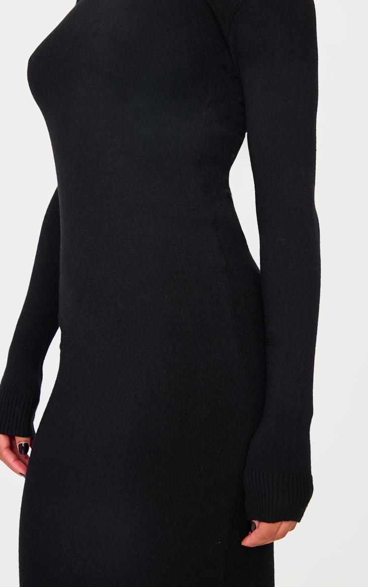 Black Light Rib Knit Long Sleeve Maxi Dress Product Image