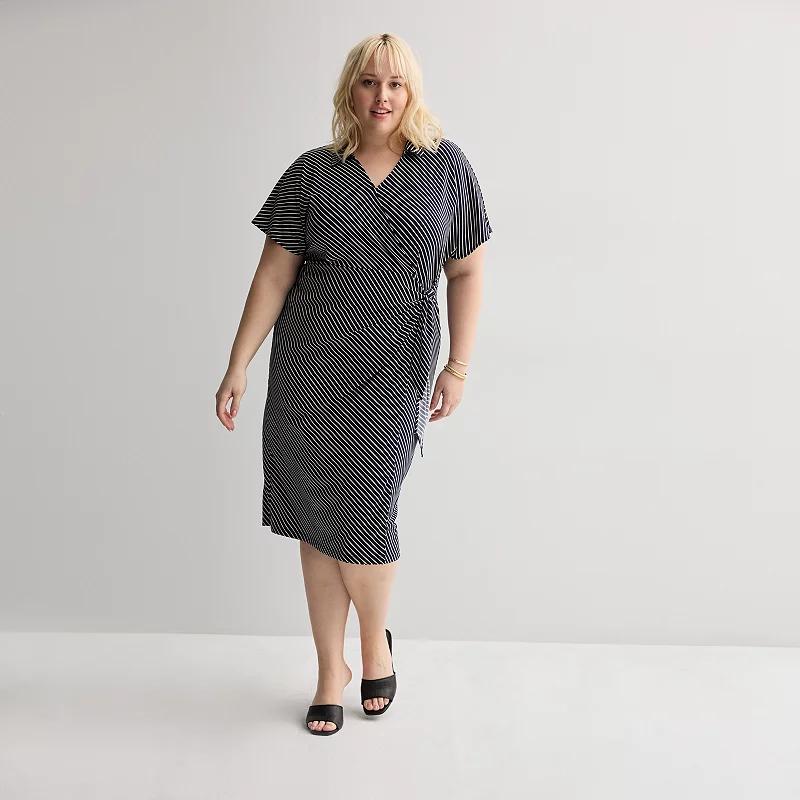 Plus Size Nine West Dolman Faux-Wrap Midi Dress, Womens Product Image