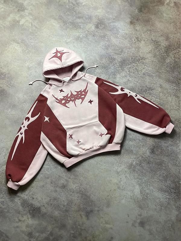 Contrast Color Lettering Oversized Long Sleeve Hoodie Product Image