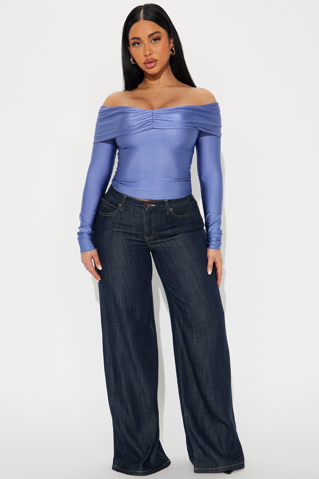 Melanie Off Shoulder Top - Slate Grey Product Image