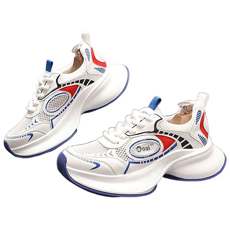 Platform Mesh Panel Lace-Up Sneakers Product Image