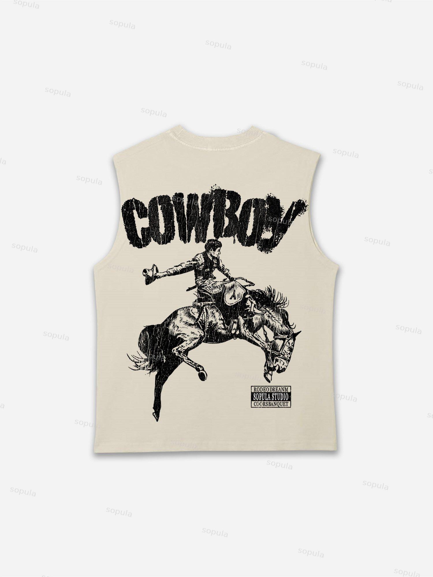 Cowboy Rodeo Street Graphic Print Tank Top Product Image
