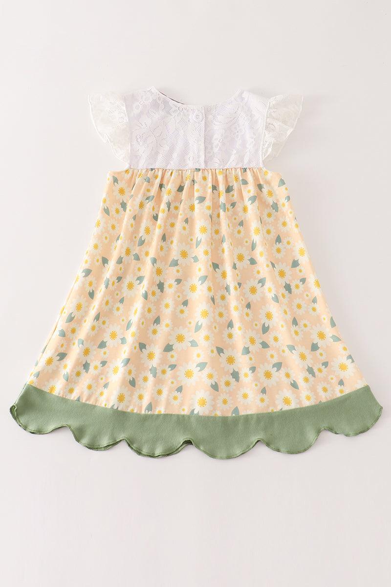 Yellow floral lace dress Product Image