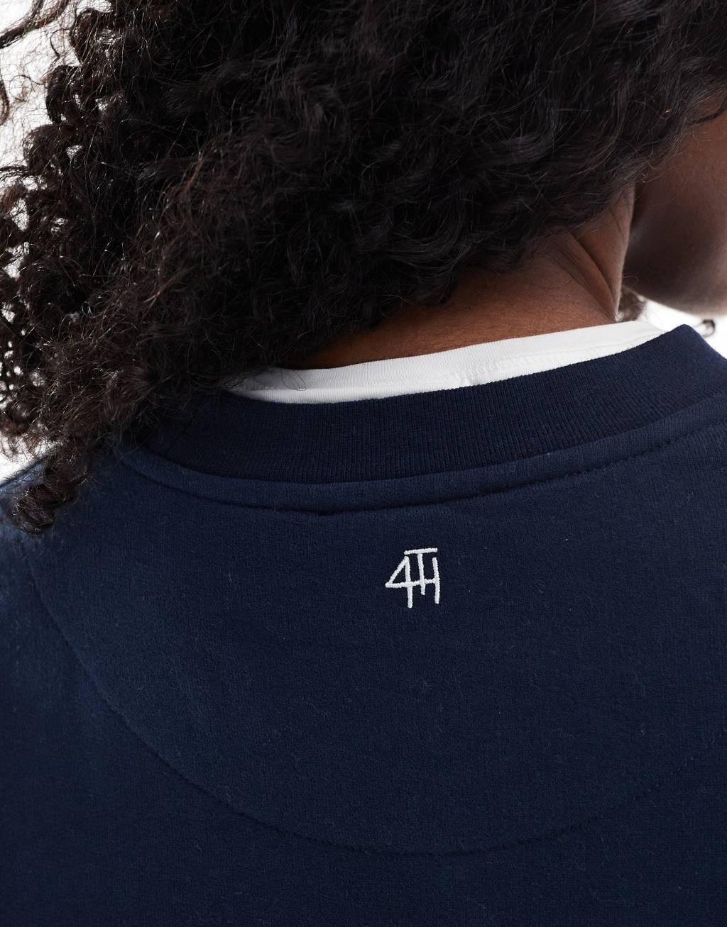 4th & Reckless sports club embroidered logo oversized sweatshirt in navy Product Image