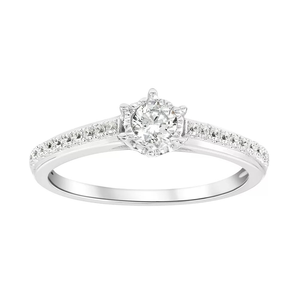 SIRI USA by TJM Sterling Silver Round Cubic Zirconia Engagement Ring, Women's,  Product Image