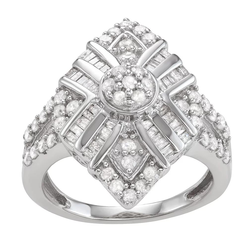 Jewelexcess Sterling Silver 1 C.T. Diamond Baguette Ring, Women's, Size: 7, Silvertone Product Image