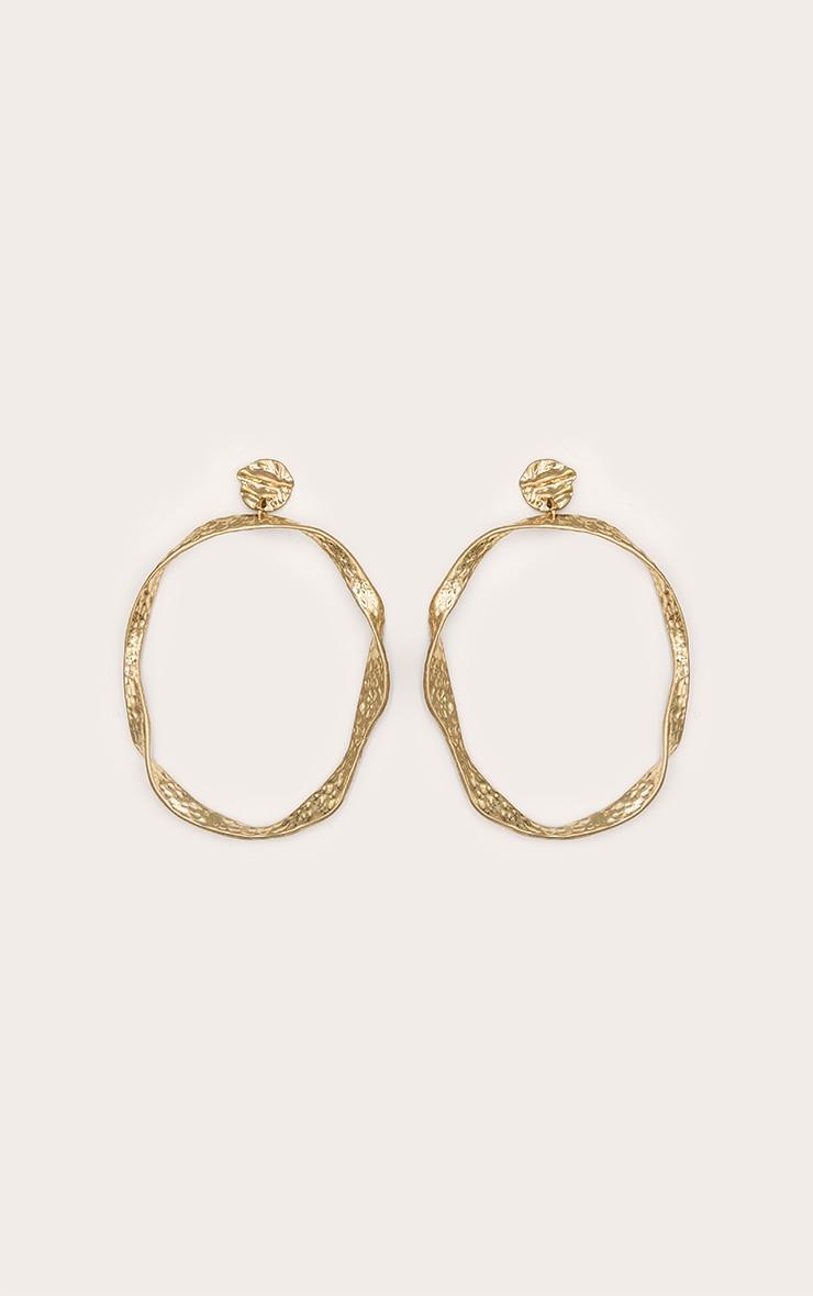 Gold Crinkle Oversized Hoop Earrings Product Image