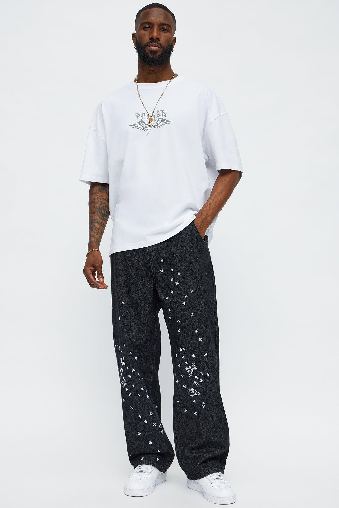 Fallen Angel Oversized Short Sleeve Tee - White Male Product Image