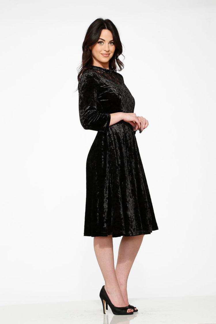 Black Diamond Velvet Swing Dress Product Image