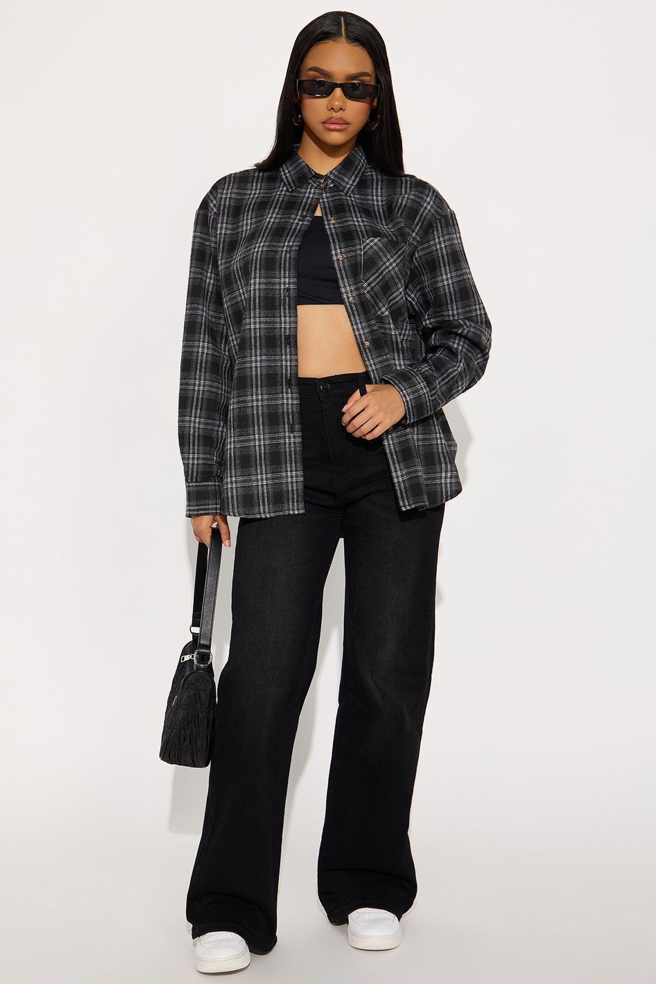 Where You At Flannel Plaid Shirt - Black/combo Female Product Image