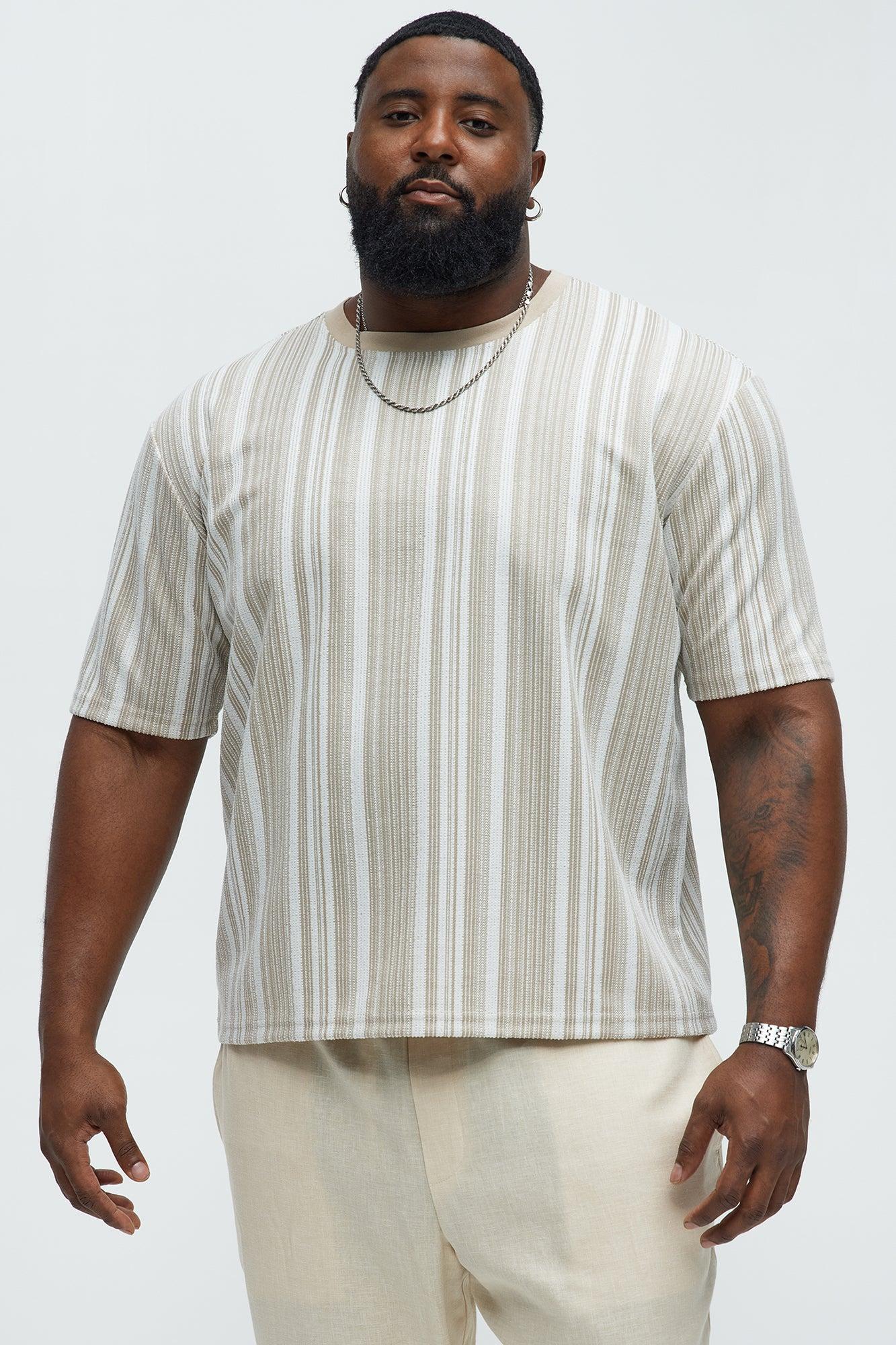 Textured Striped Short Sleeve Tee - Taupe/combo Product Image