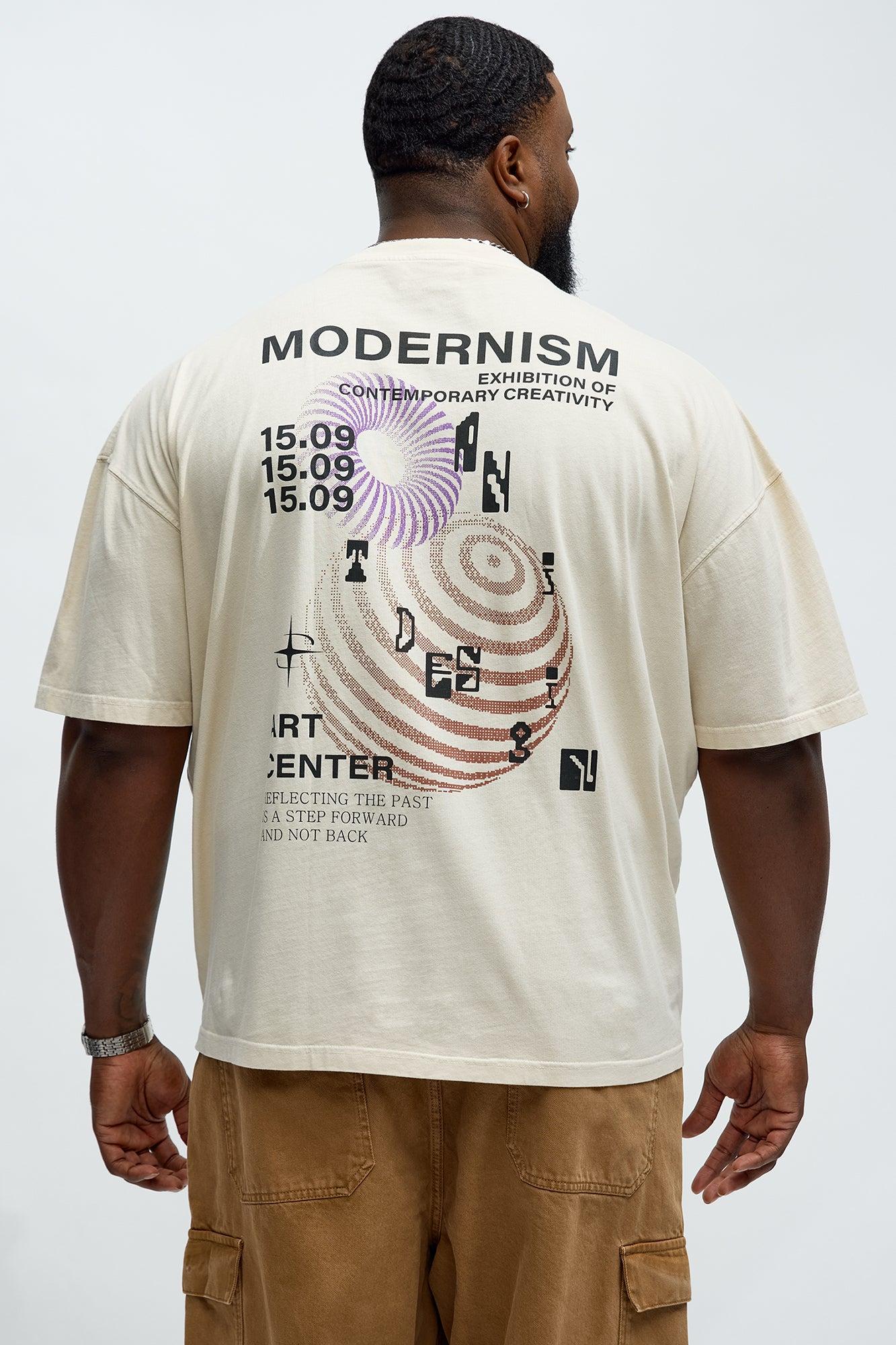 Modernism Art Center Oversized Short Sleeve Tee - Cream Male Product Image