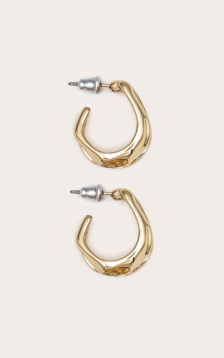 Gold Molten Flare Hoop Earrings Product Image