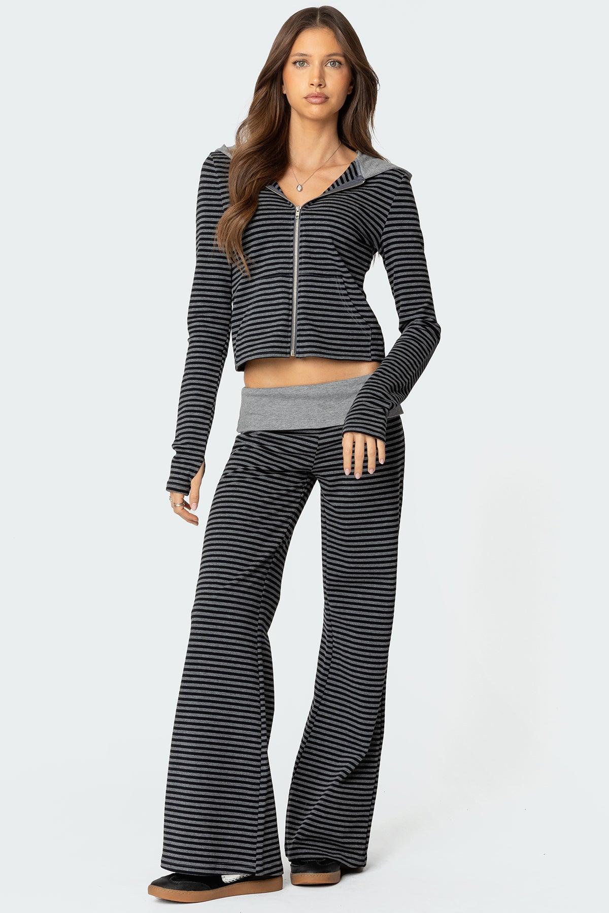 Meggy Striped Zip Up Hoodie Product Image