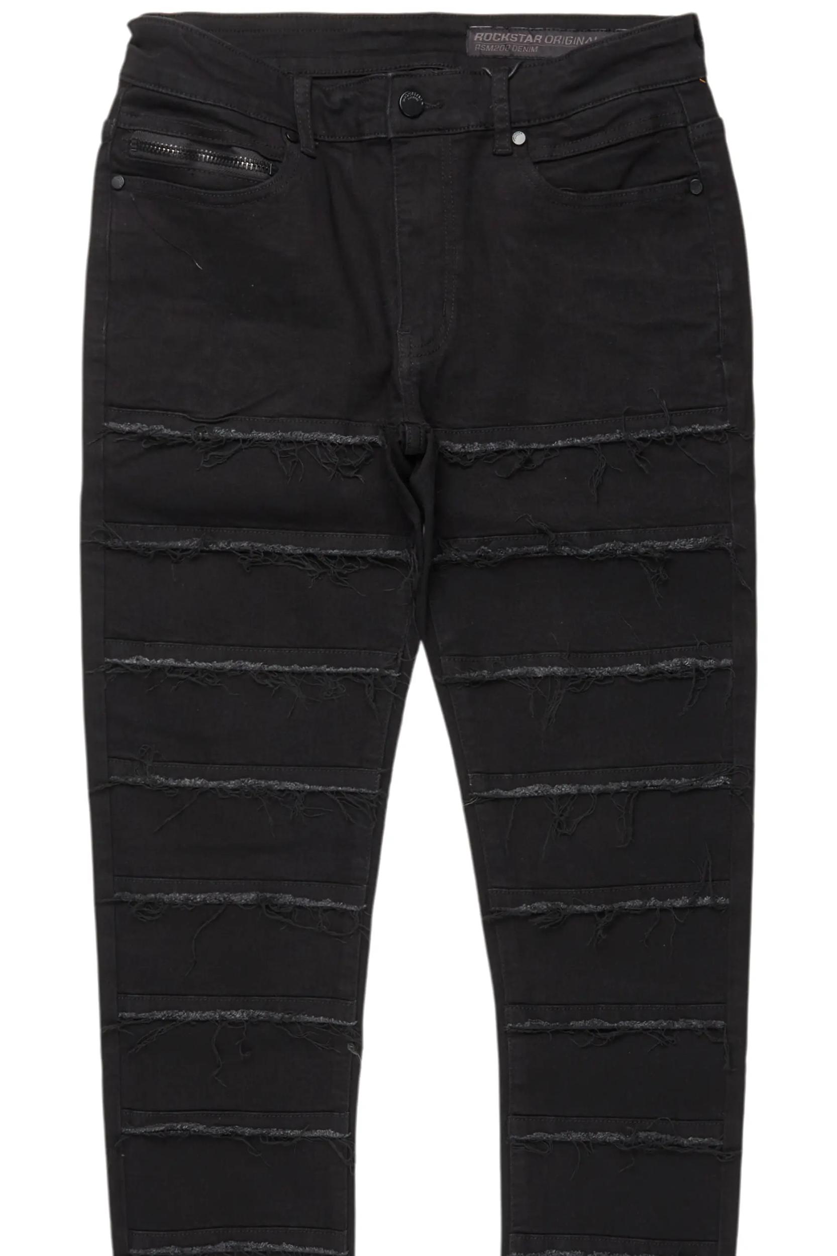Waylon Jet Black  Frayed Slim Fit Jean Male Product Image