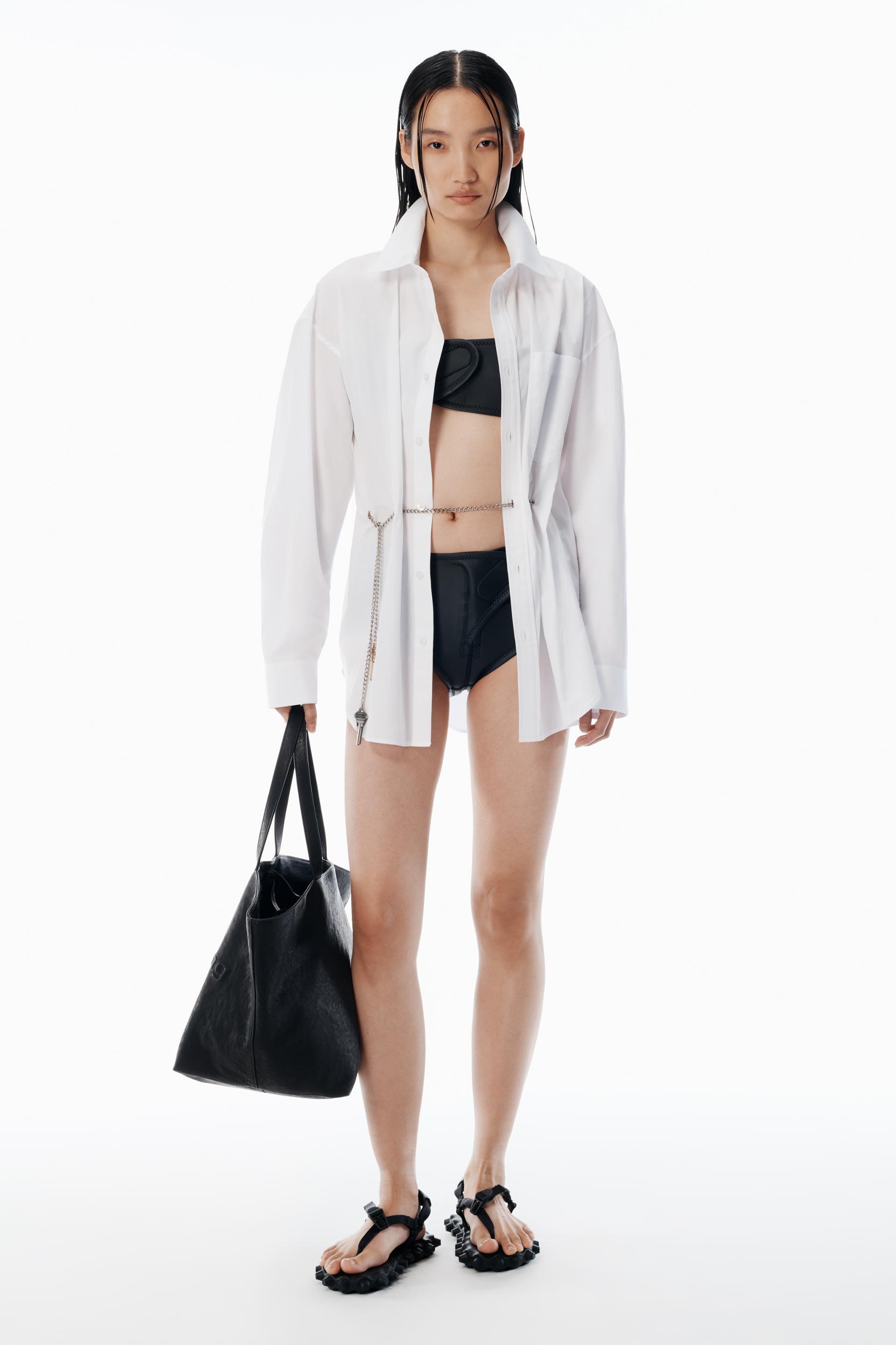 Black Leather Punch Tote Product Image