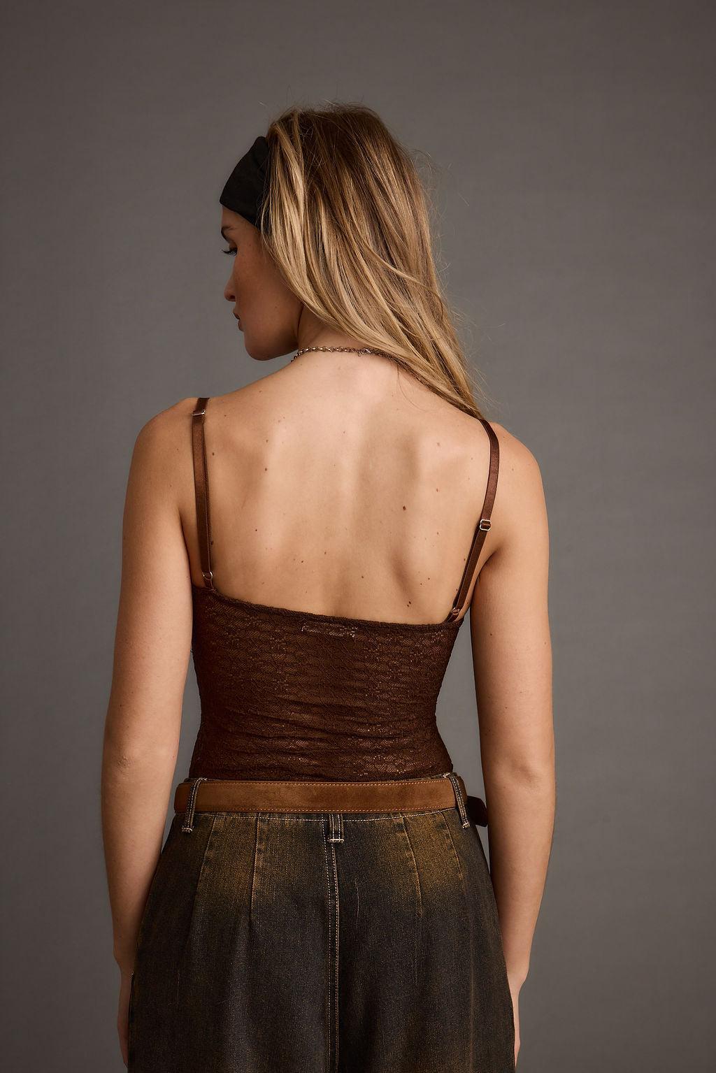 Tia Brown Lace Bodysuit Product Image