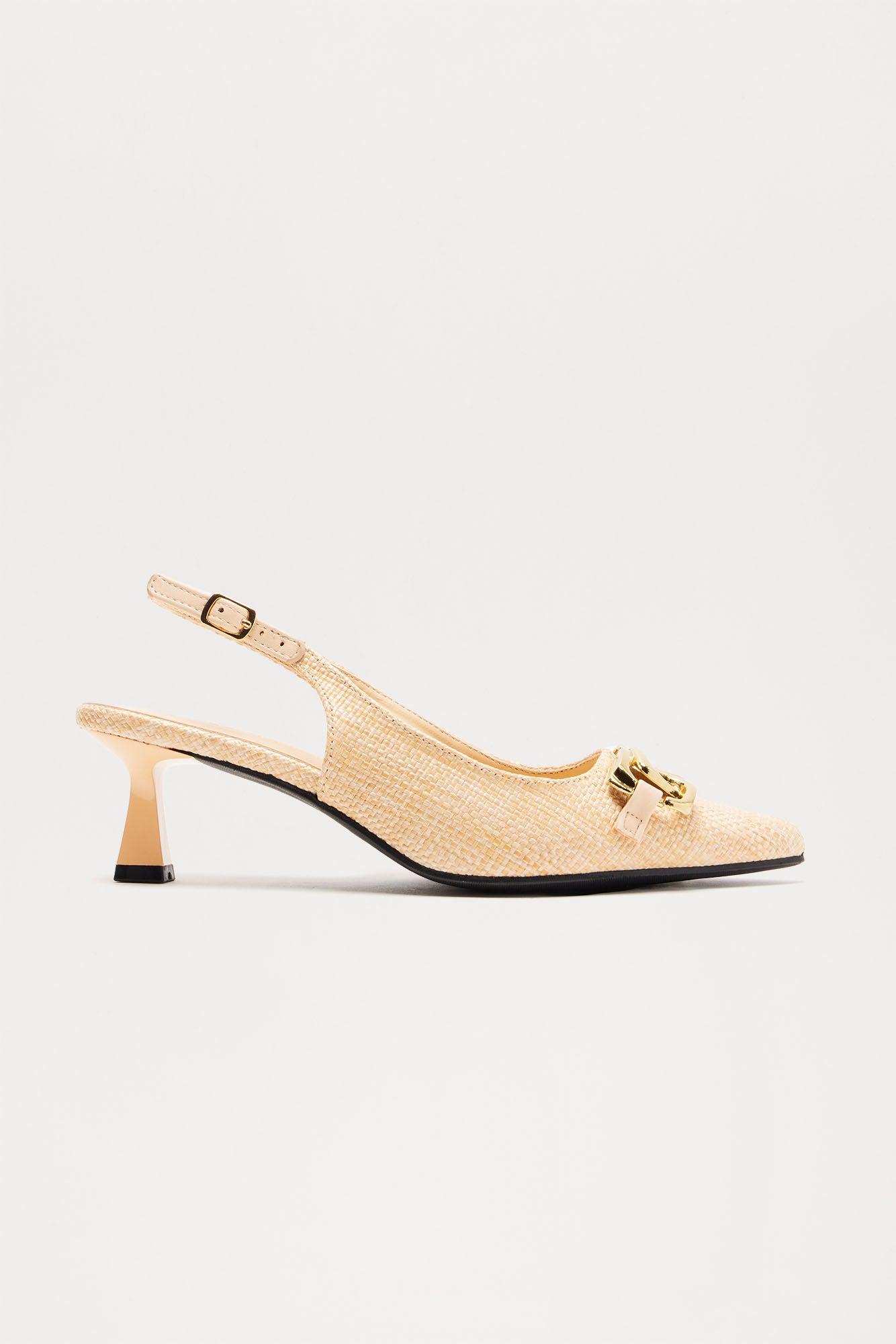 Surya Kitten Heel Pumps - Natural Product Image