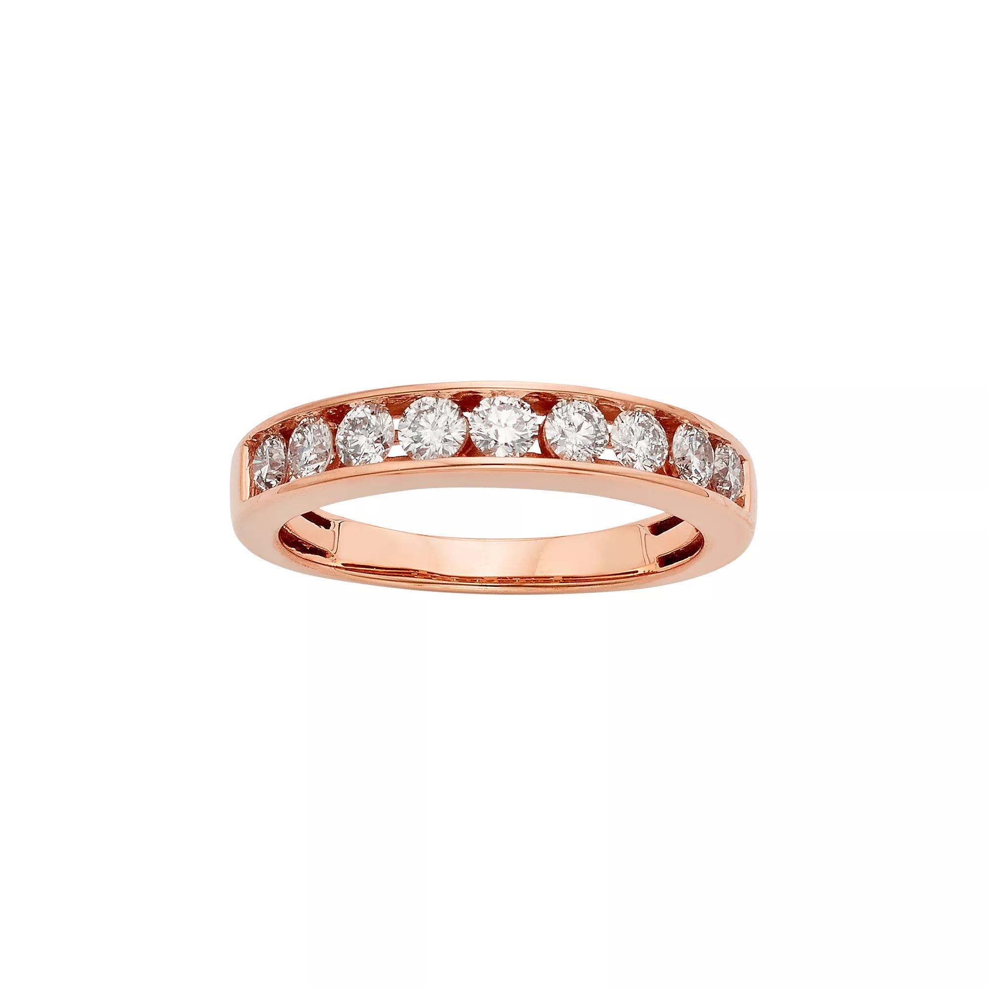 The Regal Collection 14k Rose Gold 3/4 Carat T.W. IGL Certified Diamond Anniversary Ring, Women's, Size: 9, 14k Pink Product Image