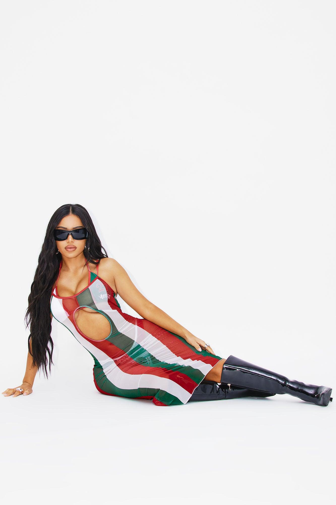 Fly Me To Mexico 3 Piece Bikini Dress Set - Red/combo Product Image