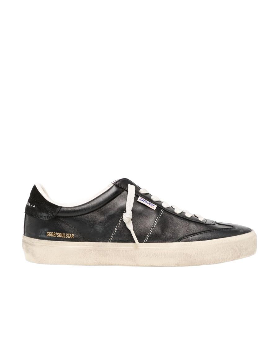 GOLDEN GOOSE Deluxe Brand Vintage-inspired Black Leather Sneakers With Contrasting White Laces Product Image