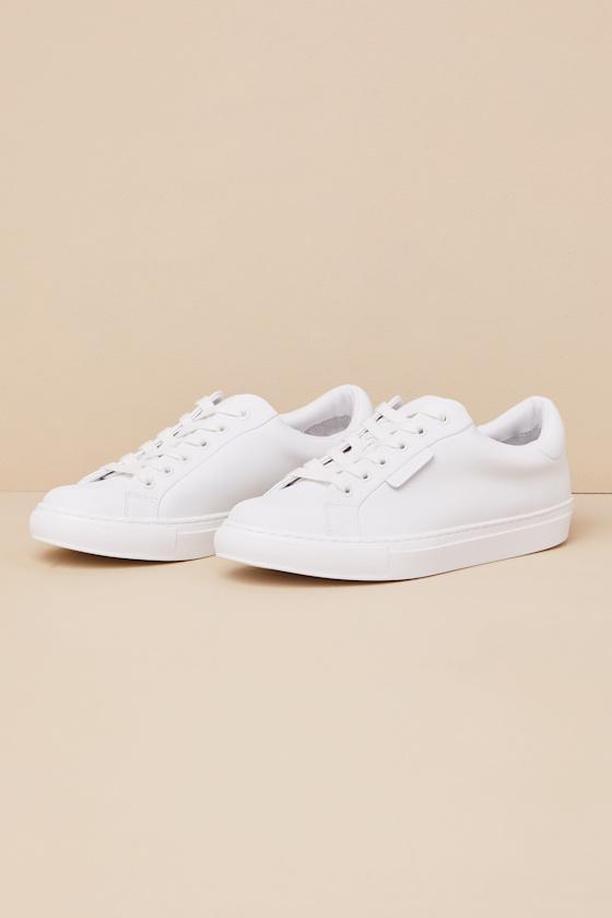 Sono Bright White Leather Lace-Up Sneakers Product Image