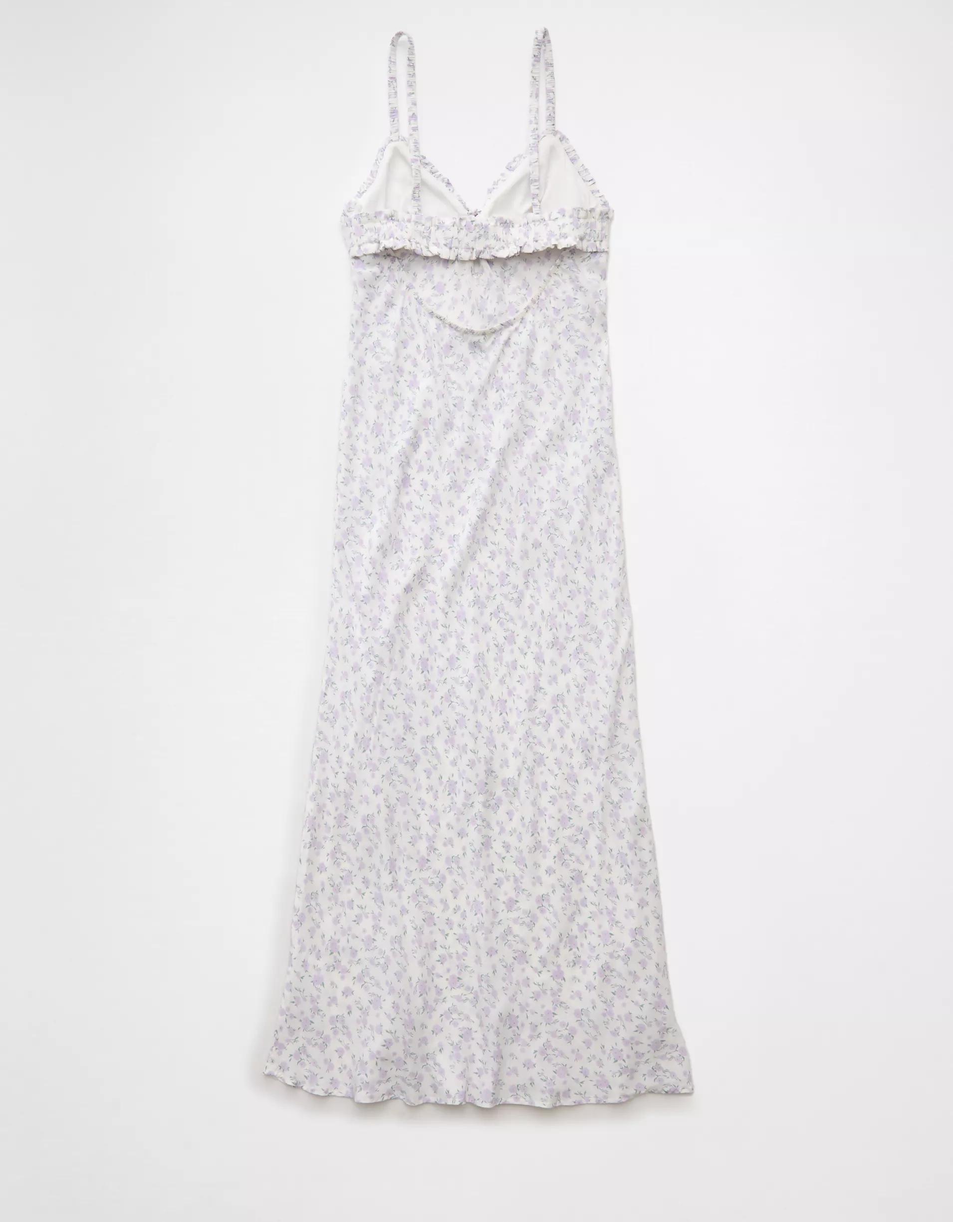 AE V-Neck Ruffle Midi Slip Dress Product Image