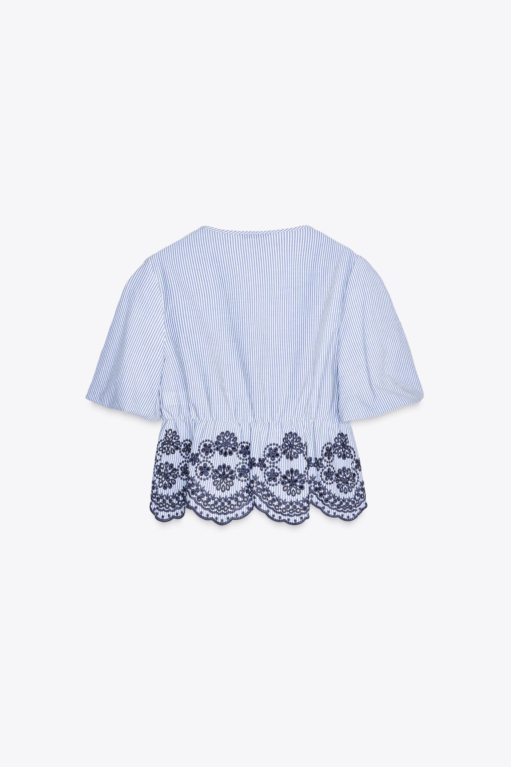 STRIPED EMBROIDERED TOP Product Image