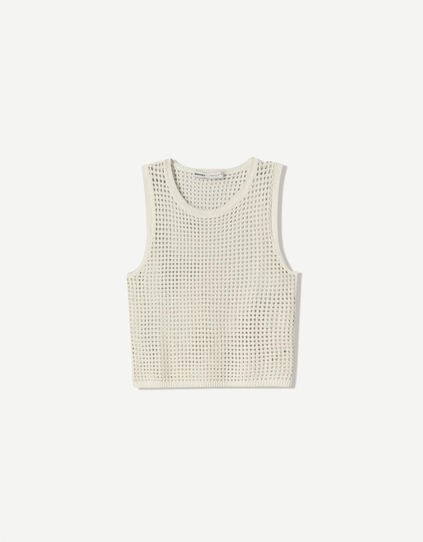 Mesh sleeveless t-shirt Product Image