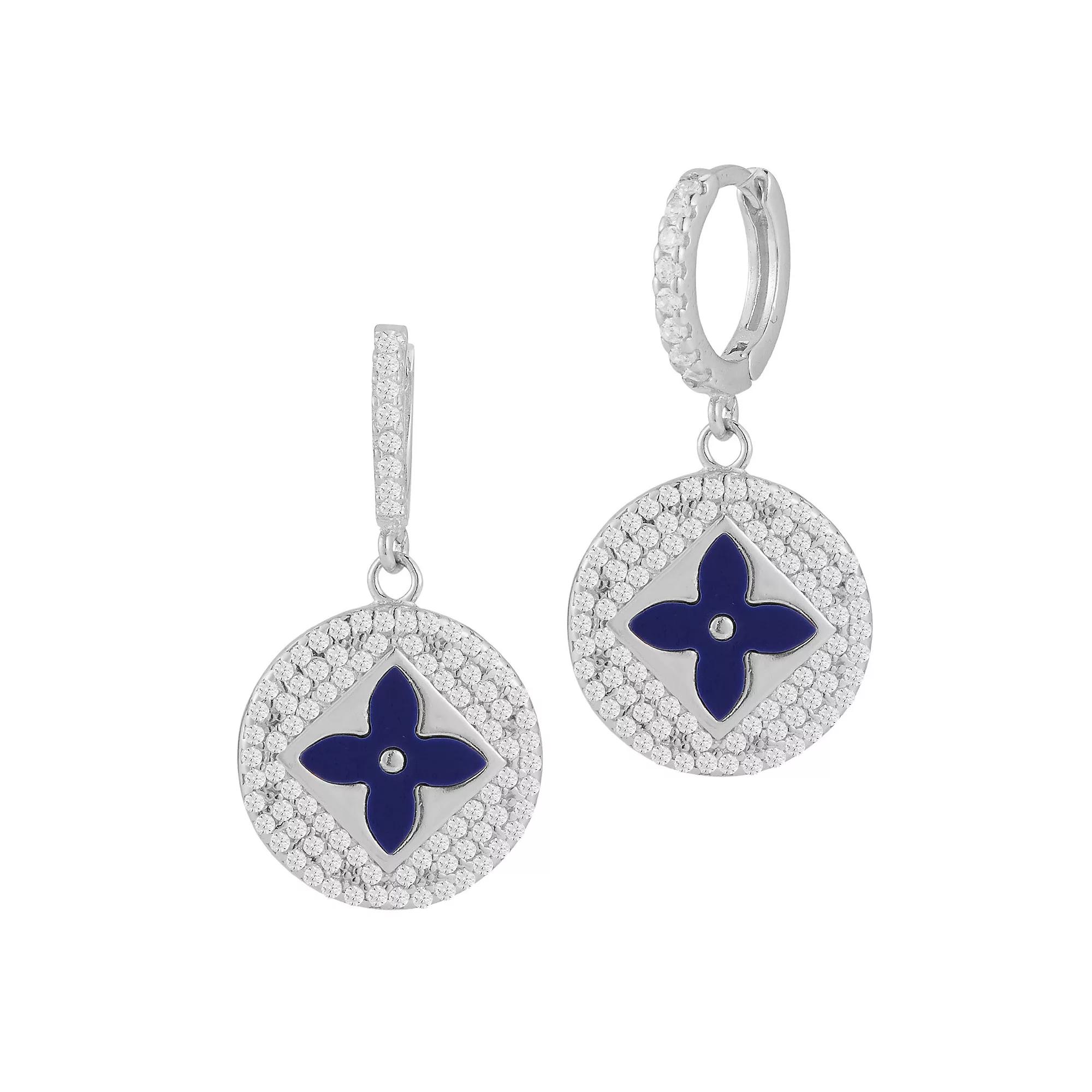 Sunkissed Sterling Gemstone & Cubic Zirconia Clover Earrings, Women's, Silver Tone White Product Image