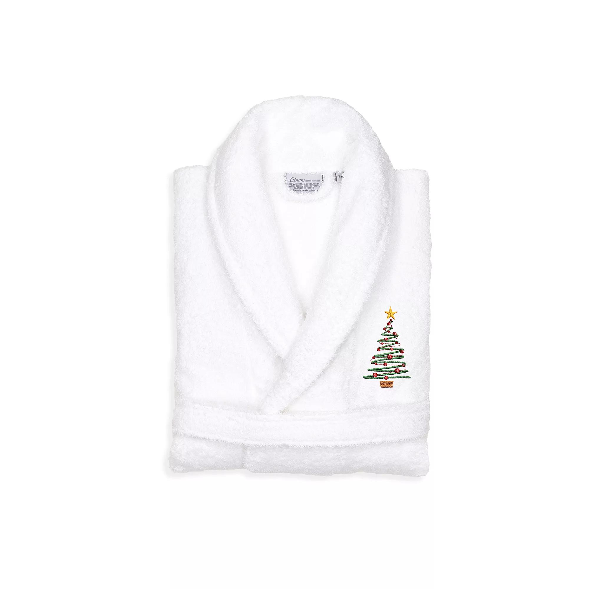 Linum Home Textiles Turkish Cotton Terry Embroidered Christmas Tree Bathrobe, Adult Unisex,  Product Image
