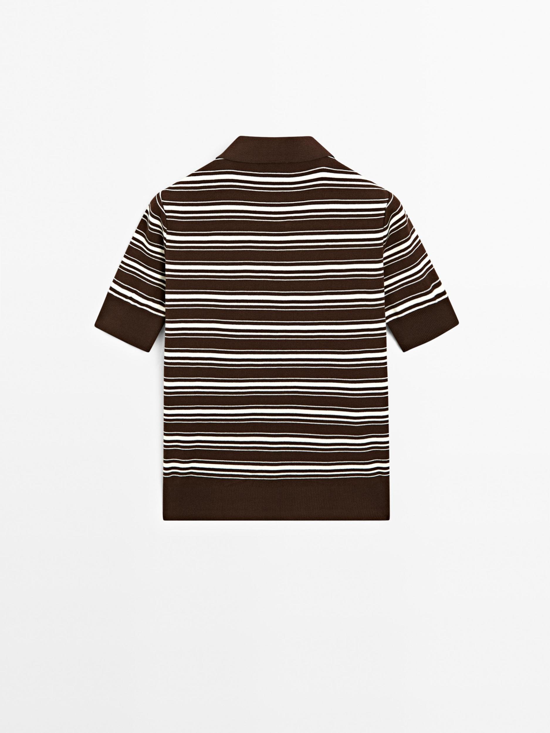 100% cotton polo shirt with striped details Product Image