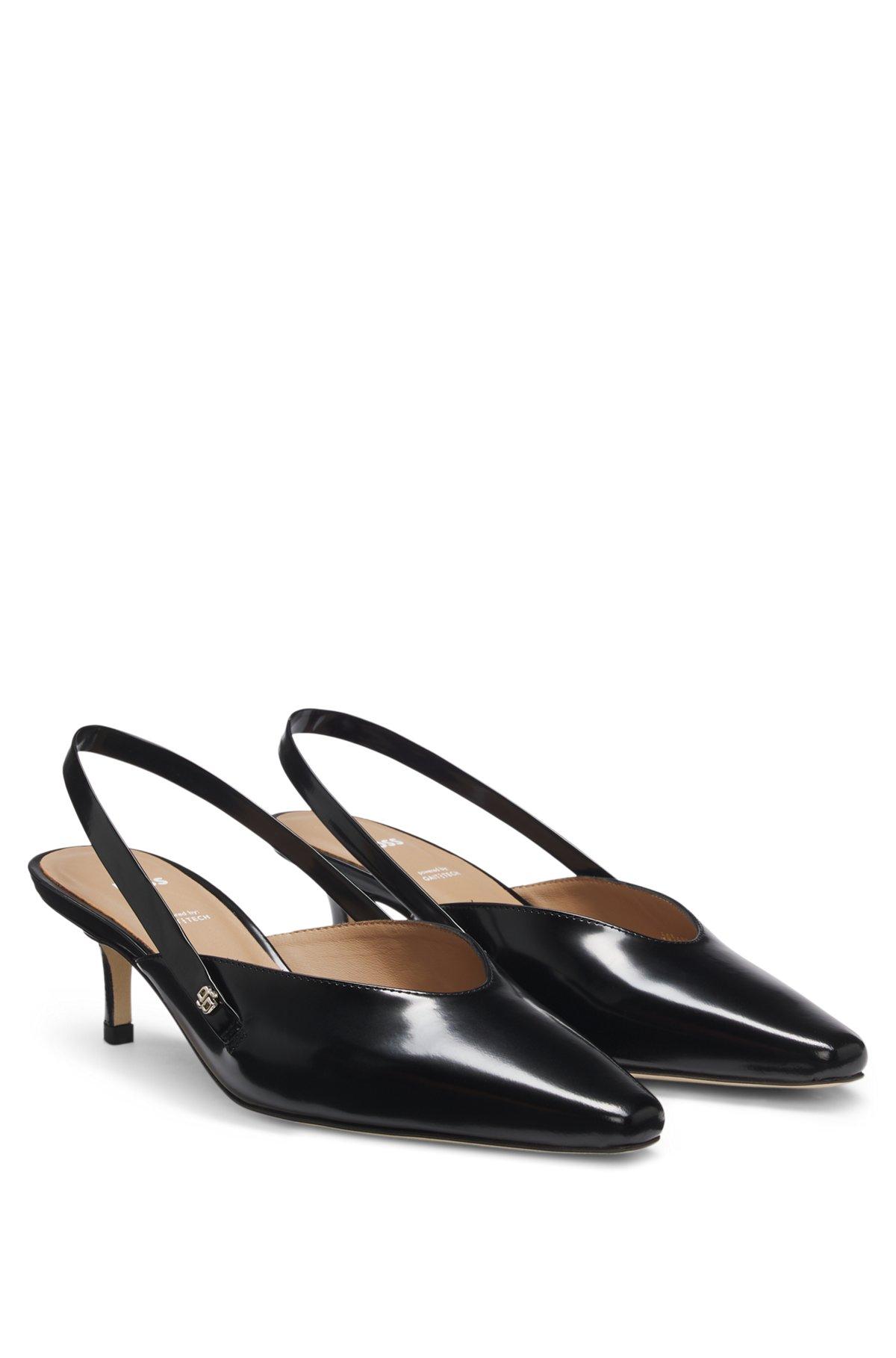 Slingback pumps in polished leather Product Image