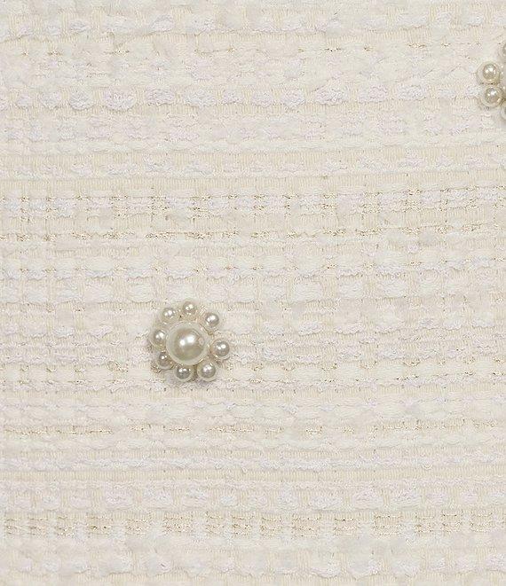 KARL LAGERFELD PARIS Coordinating Tweed Pearl Flower A-Line Mini Skirt Product Image