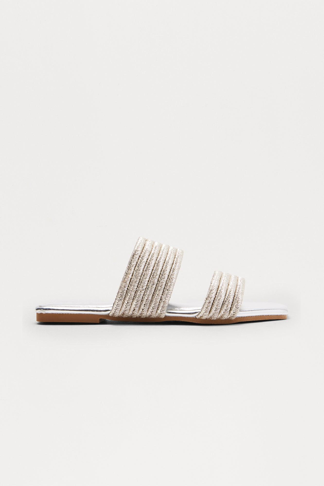 Mahi Slip On Sandals - Silver Product Image