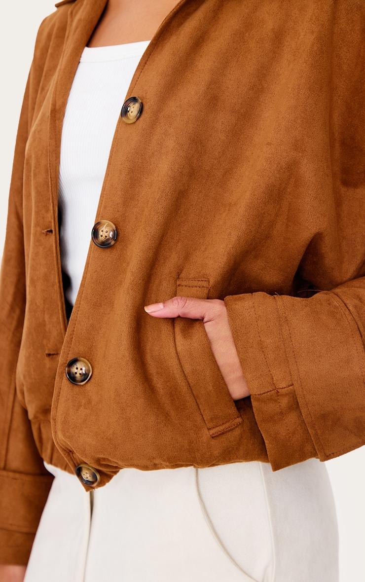 Tan Oversized Batwing Faux Suede Jacket Product Image