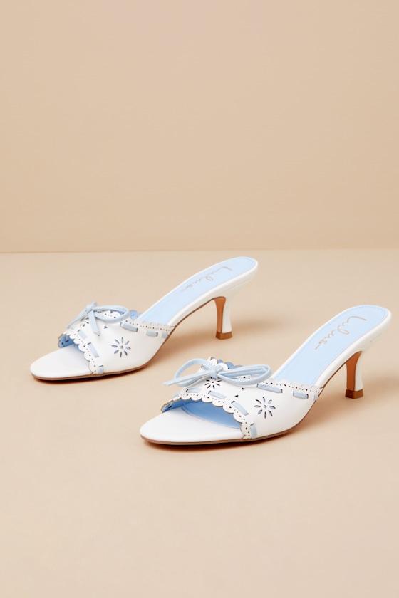 Malinn White and Blue High Heel Sandals Product Image