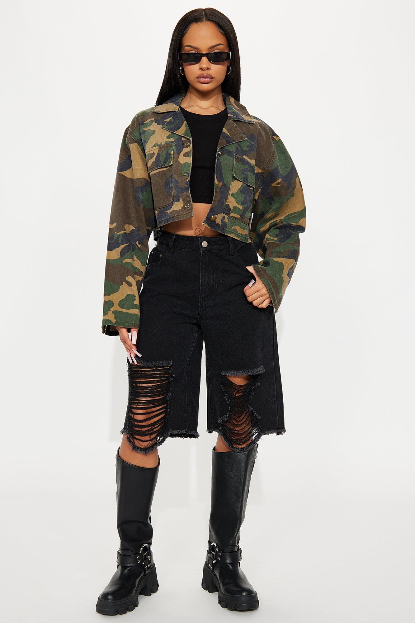 Army Brat Cropped Camo Jacket - Camouflage Female Product Image