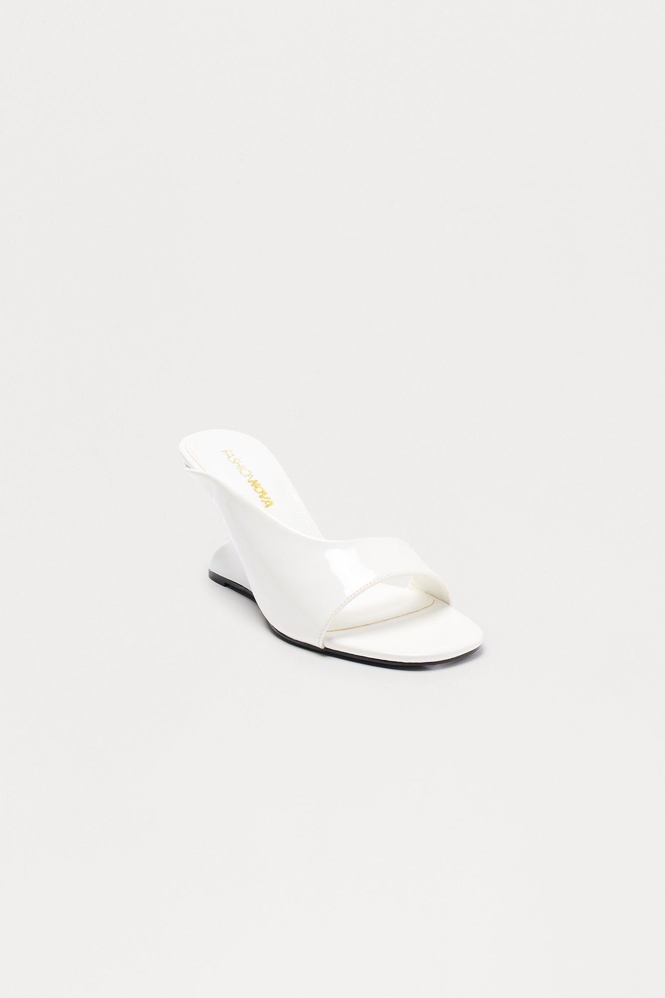 Curve Faux Patent Wedges - White Female Product Image