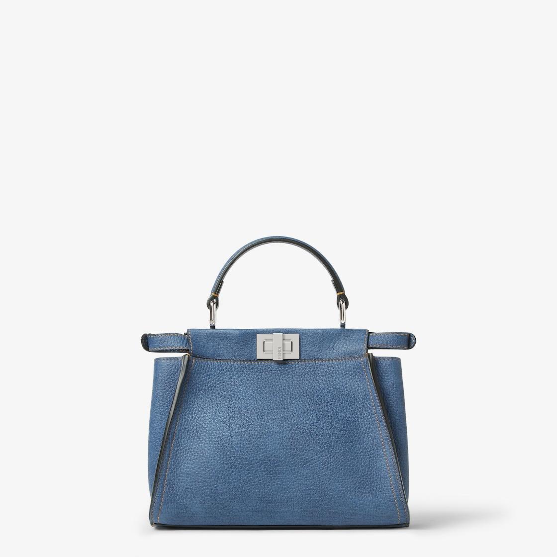 Peekaboo MiniDenim-effect blue leather bag Product Image